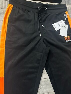 Born Fly Men’s Black & Orange Athletic Track Pants medium